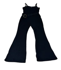 Luna Chix Crochet Spaghetti Strap Knit Blue Jumpsuit Size Large