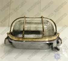 Antique Nautical Decor Solid Aluminum Brass Wall Mounted Oval Bulkhead Light