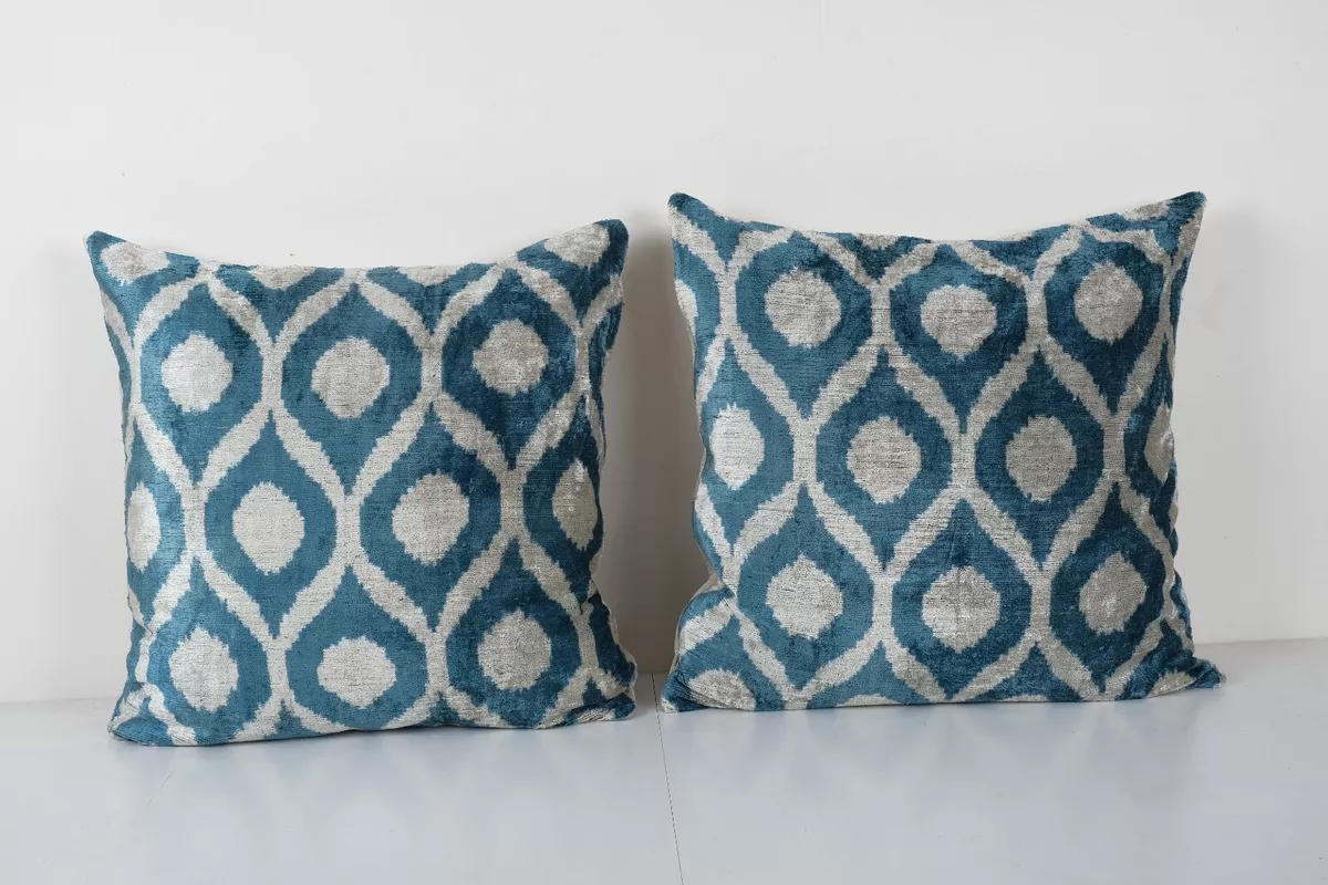 Blue ikat pillow cover cheap