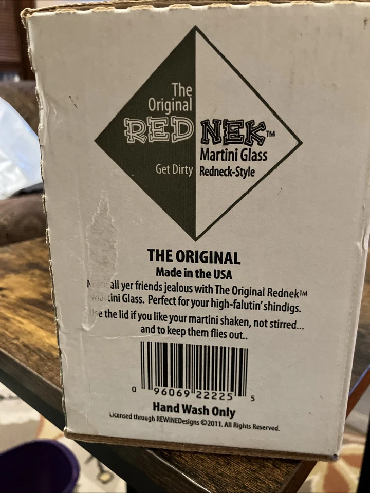 原装 Redneck 8 盎司马提尼玻璃 Carson 出品 - 球/梅森罐带盖 — 第 3/4 张图片