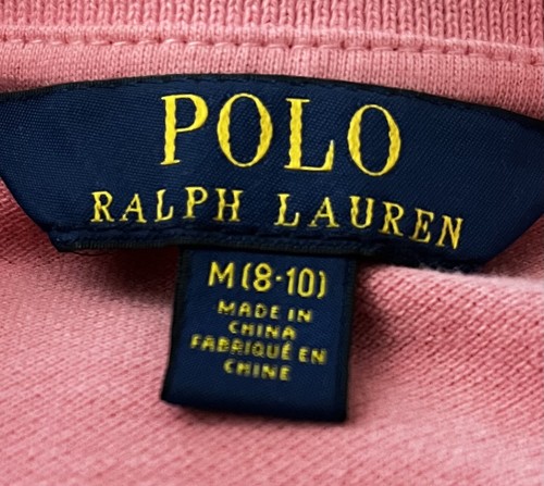 POLO RALPH LAUREN ‘BIG PONY’ POLO L/S RUFFLE DRESS SALMON/WHITE GIRLS MED 8-10 - Picture 5 of 7