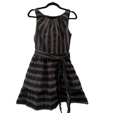 Eva Franco Anthropologie Women's Tiered Mini Dress Size 4 Sleeveless Belt Stripe