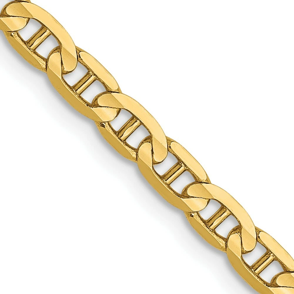 Real 14kt Yellow Gold 3mm Concave Anchor Chain 22 inch Lobster