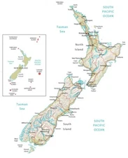 New Zealand Physical Map GLOSSY POSTER PICTURE PHOTO PRINT BANNER 13679