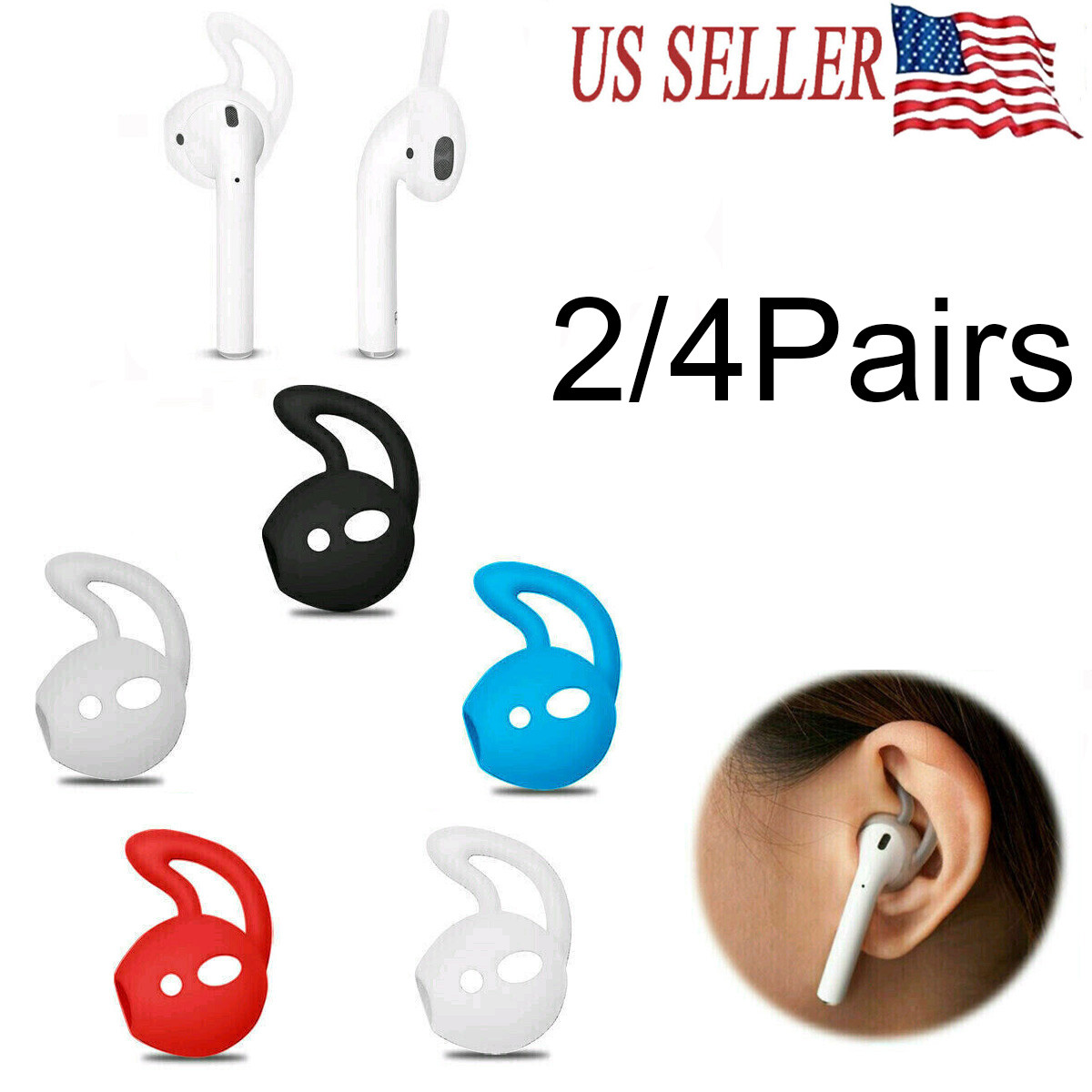 2/4Pairs Ear Hooks Soft Rubber Earbud Holder Cover For Apple AirPods  Accessories