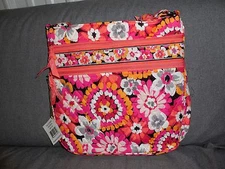Vera Bradley Pixie Blooms Triple Zip Hipster Cross Body Purse #13942-207