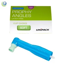 DENTAL DISPOSABLE PROPHY ANGLES SOFT CUP GREEN TIP LATEX FREE 100/BX UNIPACK