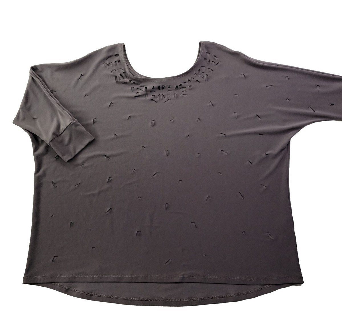 Sympli Mosaic Laser Cut 3/4 Dolman Sleeve Top Stretch Jersey