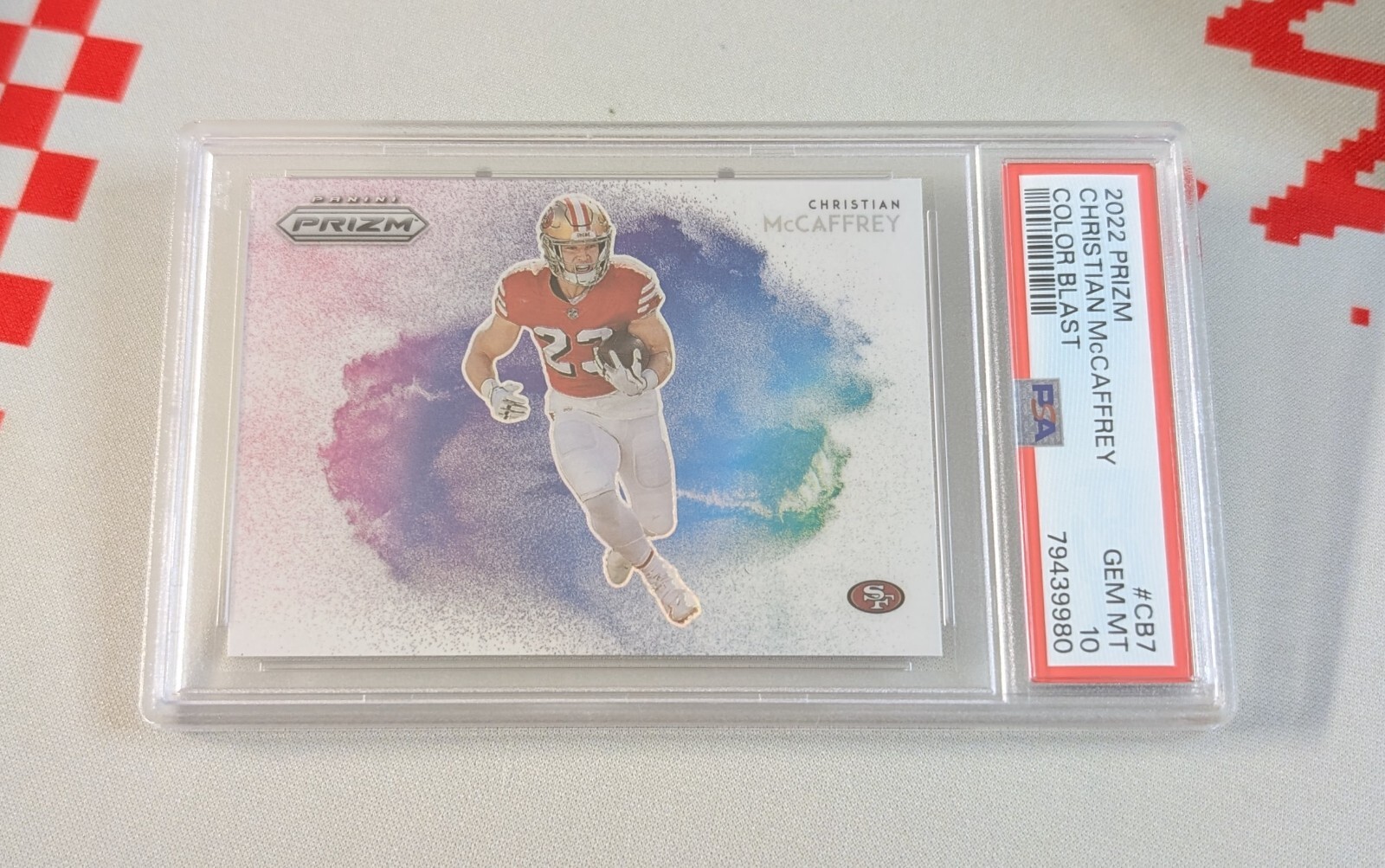 2022 Panini Prizm Christian McCaffrey Color Blast Gem Mint PSA 10 49ers