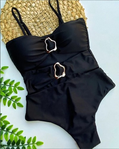 Traje de baño de una pieza Monokini recortado para mujer anillo decoración traje de baño traje de baño - Imagen 17 de 26