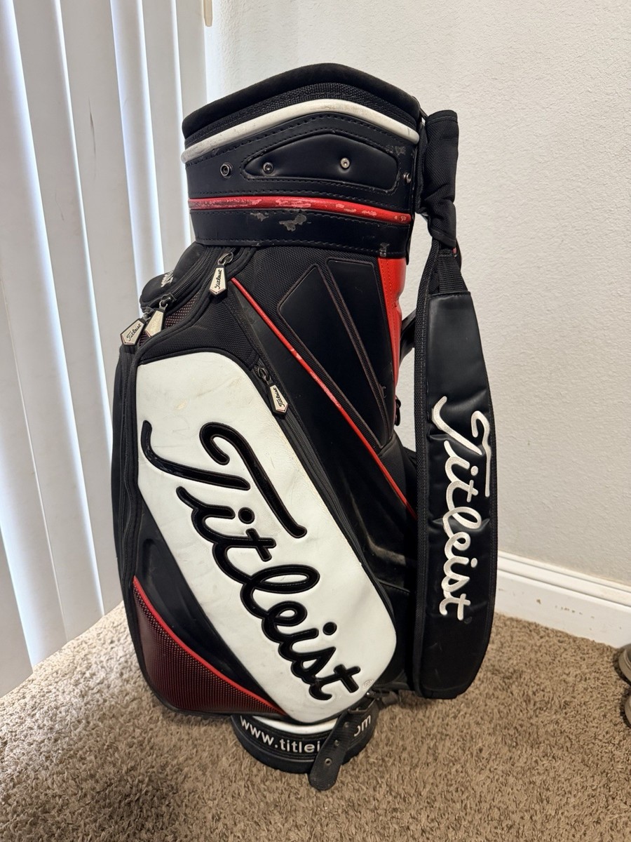 Titleist 6 way Cart Bag Black White Red Nylon Carry Handle Divider