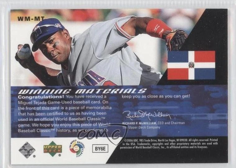2006 SPx WBC Winning Materials Miguel Tejada #WM-MT - Image 2 of 2
