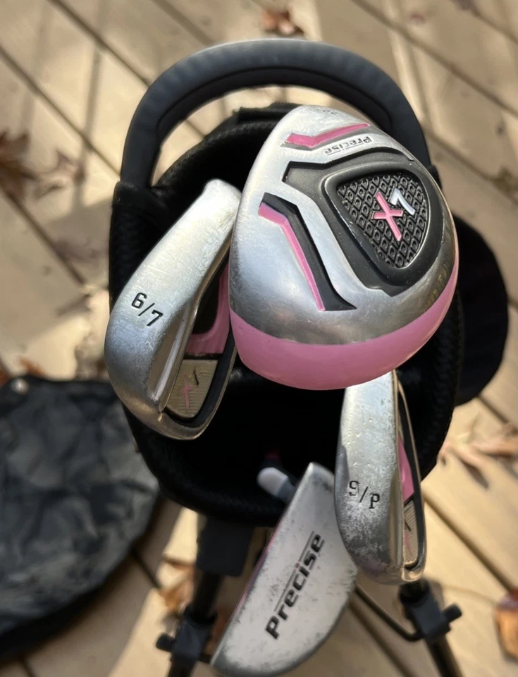 Juego de golf Precise X7 Junior bolsa de pie rosa 22 híbrido, 6/7, 9/P, putter 4 palos diestro Foto 2 de 4