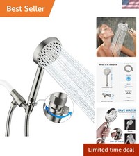 Water Efficient Handheld Shower with Sturdy Brass Holder Long Stainless Hose
