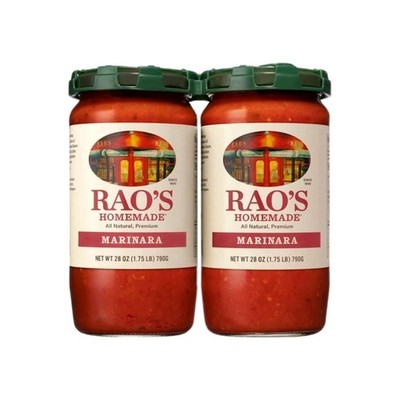 Rao's Homemade Marinara Sauce 28 oz Jars Lot of 2 All Natural Premium Pasta