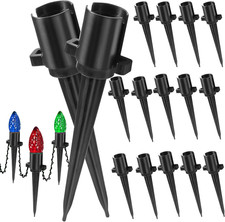 5.5 Inch 100 Pcs C9 Christmas Light Ground Stakes for Outdoor Decor - Black Plas