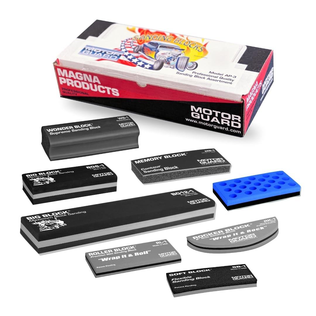 Motor Guard 8Pc Sanding Block Assortment AP-3, One Size