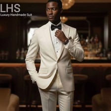 Cream two piece luxury suit for men , models for catwalk, wedding , party ,show