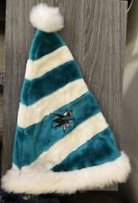 San Jose Sharks NHL Candy Cane Santa Hat-Used