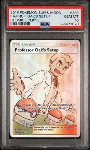 Pokemon Card PSA 10 Professor Oak's Setup 233/236 Cosmic Eclipse
