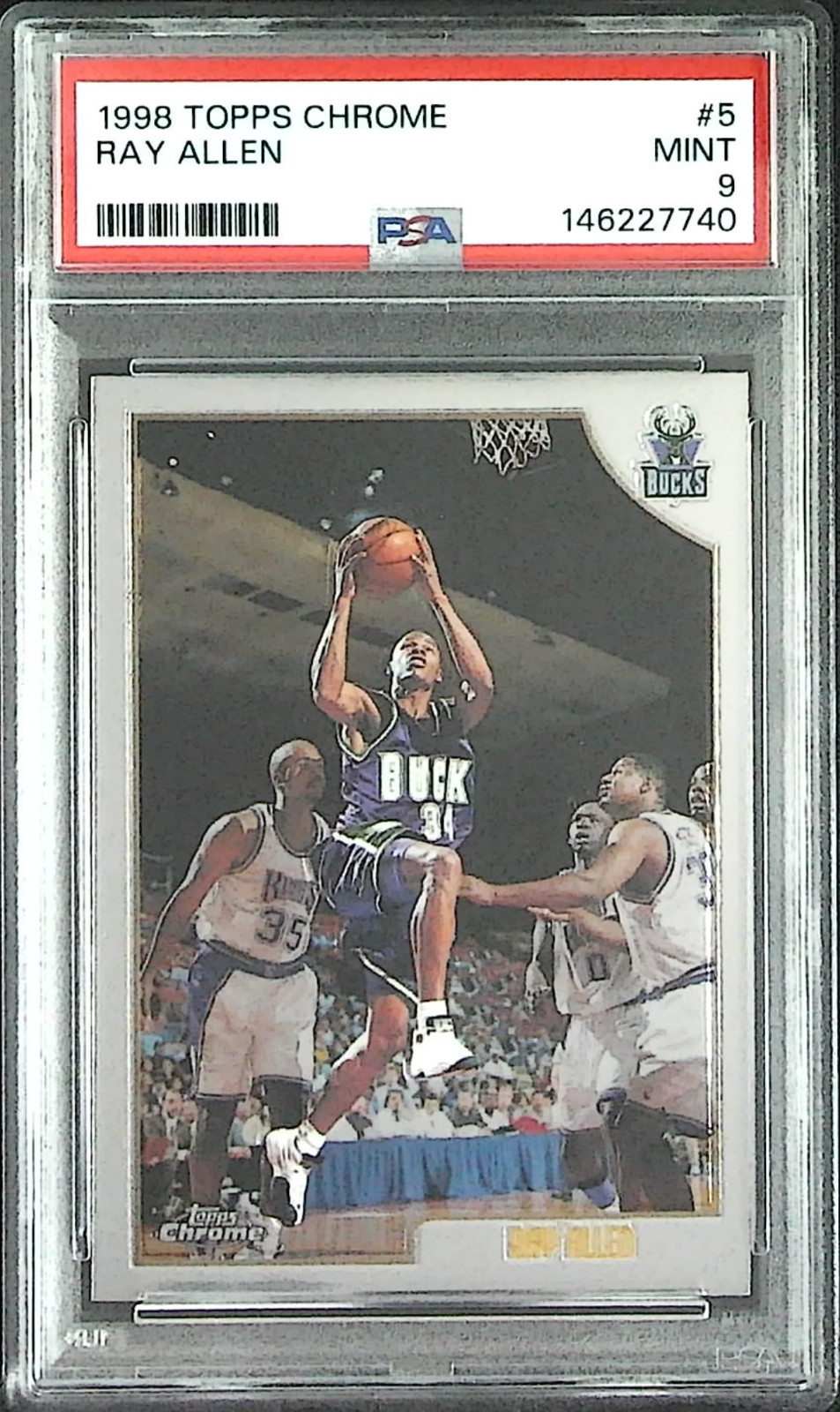 1998-99 Topps Chrome Ray Allen #5 Bucks HOF PSA 9