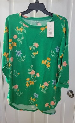 Crown & Ivy Pants/Top Outfit. 2 Pieces. Green Floral. Medium. From Belk.  NWT