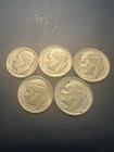 Silver Roosevelt Dimes Lot Of 5. Ungraded & Uncertified. Mixed Dates/Mints.