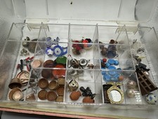 Vintage Set Dollhouse Miniature Cooking pots, Dishes, Tools, Lamps, Decor Plus