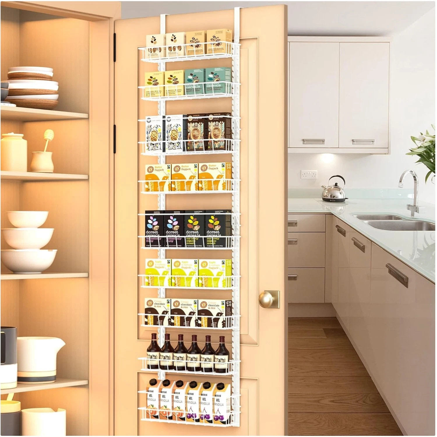 Multi-Purpose 9-Tier Pantry Organizer with Adjustable Shelves - Easy to Assemble