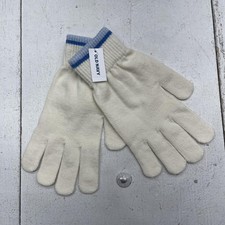 Old Navy Gloves Womens L- XL White Knit Striped Wrist Cuff Stretch Winter Warm