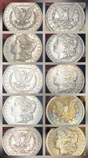 5 Morgan Silver Dollars — Mixed Dates — US Silver Coins