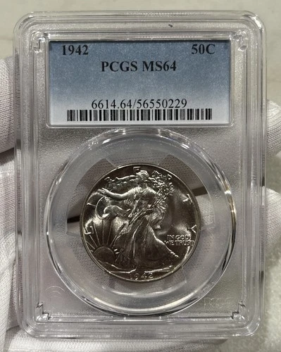 GRADED 1942 Walking Liberty Half Dollar PCGS MS64 Silver American Coin