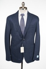 BELVEST Muted Check Blue Sport Coat Super 100's Wool Blazer 40 R EU 50 