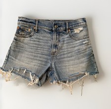 American Eagle Women s Light Wash Denim Shorts Frayed Hem Size 0 Cotton Y2K