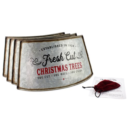 Metal Christmas Tree Collar 23" Galvanized Small/Medium; for Short/Pencil Trees - Picture 8 of 10