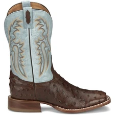 Tony Lama Castillo 11 Inch Full Quill Ostrich Square Toe Cowboy  Mens Blue Casua
