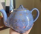 Vintage HALL Blue Gold Daisy Flower 6-Cup Teapot French Cadet 049 USA