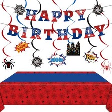 Party Decorations Web Themed Tablecloth Happy Birthday Banner 3.0 Spider