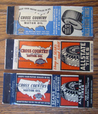 CROSS COUNTRY MOTOR OIL MATCHBOOK COVERS: ALLSTATE TIRES SEARS MATCHCOVERS -M15