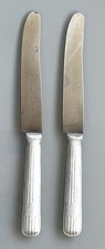 Unusual VINTAGE TABLE KNIVES~ 2 x Aluminium & Steel Cutlery Knife ~20.5cm/8”