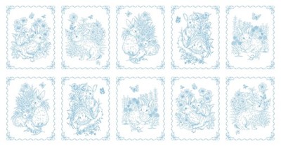 Breeze Bunny Toile De Jouy Panel-Michael Miller
