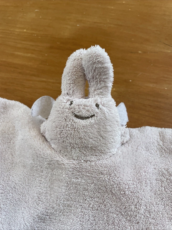 O/ Doudou plat triangle ange lapin Ailes TROUSSELIER rose tissu fleuris Fleurs - Photo 3/4