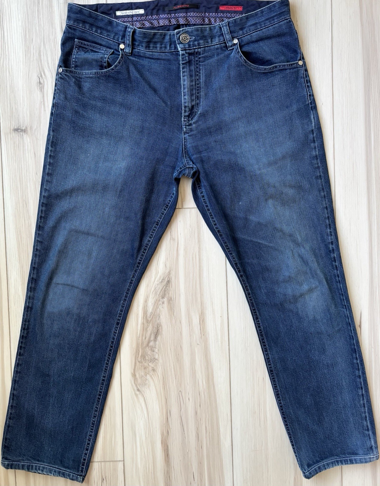 Men’s Alberto Dark Blue Modern Fit Handcrafted Jeans 36 X 30(inseam 28)
