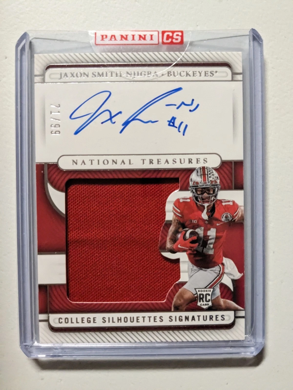 Jaxon Smith-Njigba Panini National Treasures Collegiate College Silhouettes Signatures #CSSJSN Bowl Logo 2