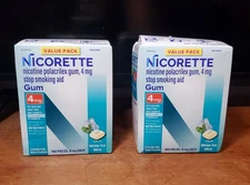Pack of 2 Nicorette Gum 4mg White Ice Mint 160ct ea. 320ct total EXP 05/27