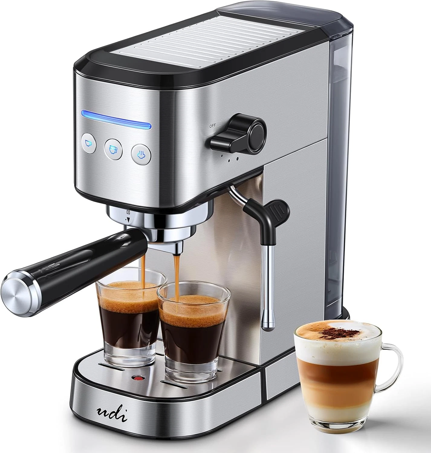 Compact 20 Bar Stainless Steel Espresso Machine with Milk Frother