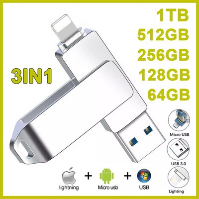 1TB 512GB 128GB OTG USB 3.0 Flash Drive Memory Stick Stift für iPhone/Android/PC