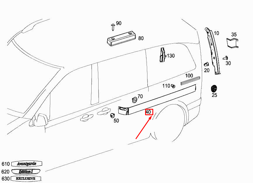 MERCEDESBENZ VITO W447 Left Sliding Door Rail Trim A4476900270 NEW