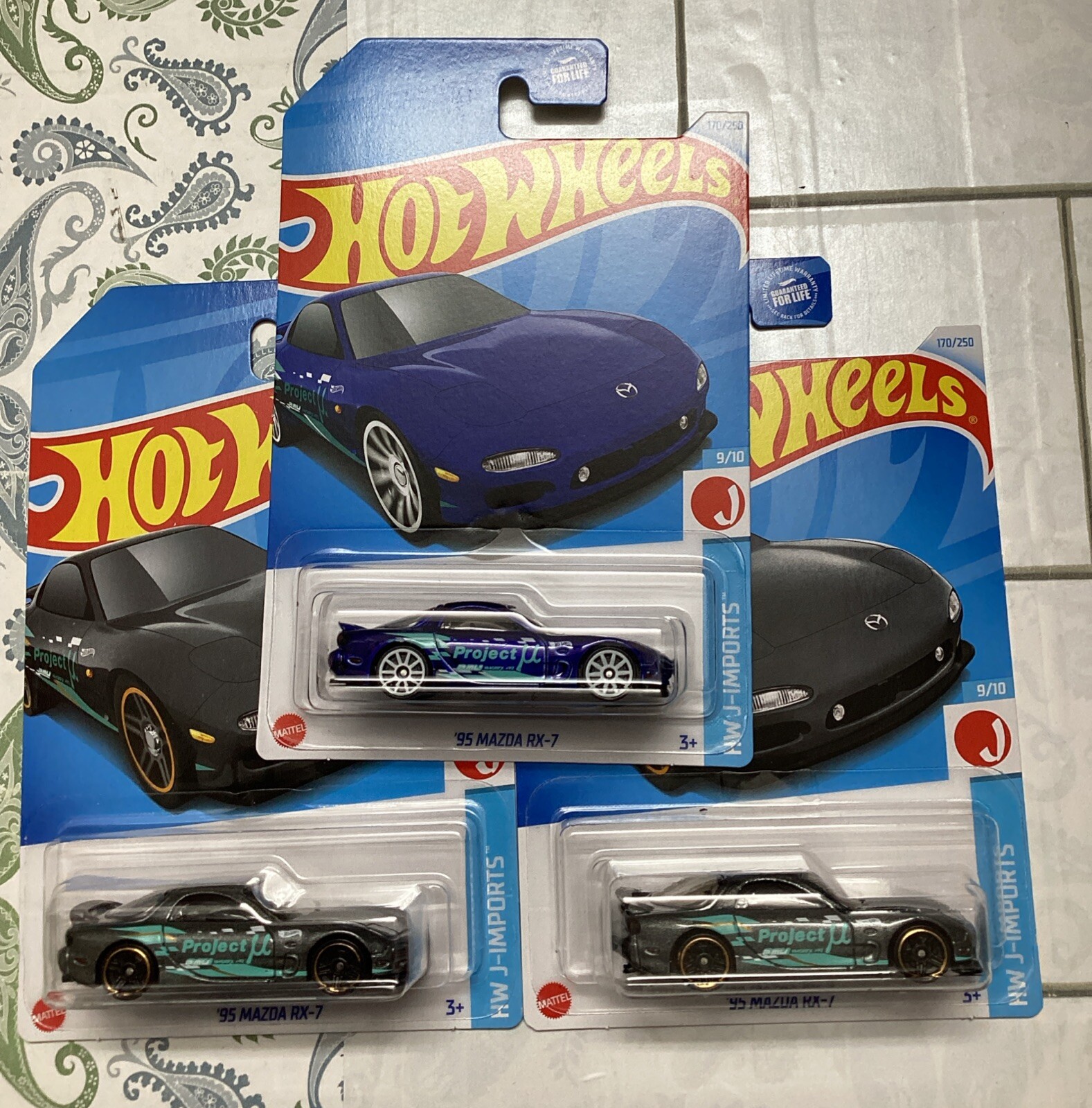 2024 Kroger Exclusive Color Hotwheels 95 MAZDA RX-7 2 Gay And 1 Blue New Sealed