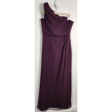 JIM HJELM Occasions Sz. 12 One Shoulder Plum Long Maxi Bridesmaid Dress